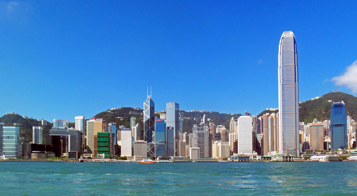 The Central skyline and IFC buildings viewed from the harbour. The Central skyline and IFC buildings viewed from the harbour.