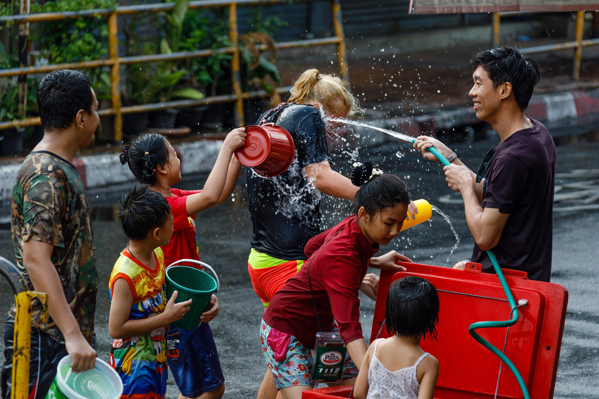 Songkran celebrations in Chiang Mai in 2017. Historical festival context. Songkran celebrations in Chiang Mai in 2017