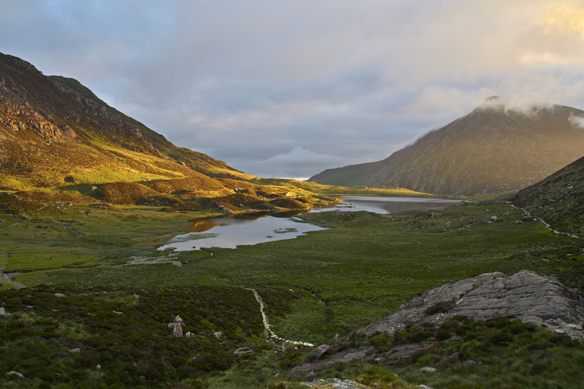 The mountain basin and lake at Cwm Idwal in Eryri The mountain basin and lake at Cwm Idwal in Eryri