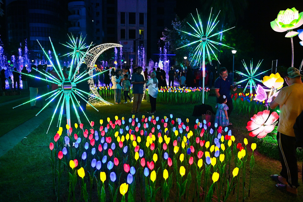 Eid lights in the Maldives, photographed during a past celebration Eid lights in the Maldives, photographed during a past celebration