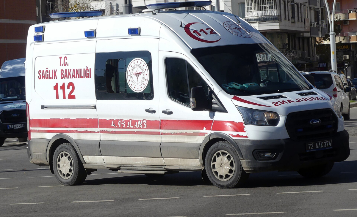 A Turkish Ministry of Health emergency ambulance