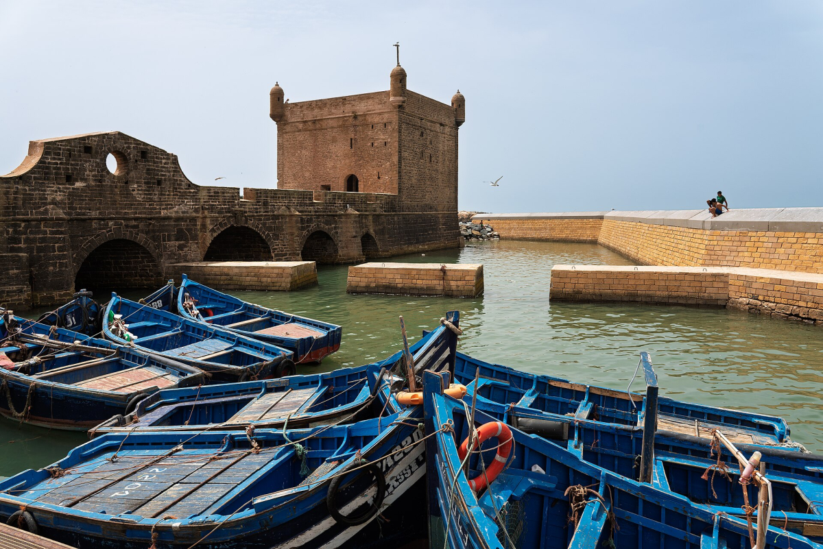 Fishing boats in Essaouira’s harbour, photographed in April 2026 Fishing boats in Essaouira’s harbour, photographed in April 2026