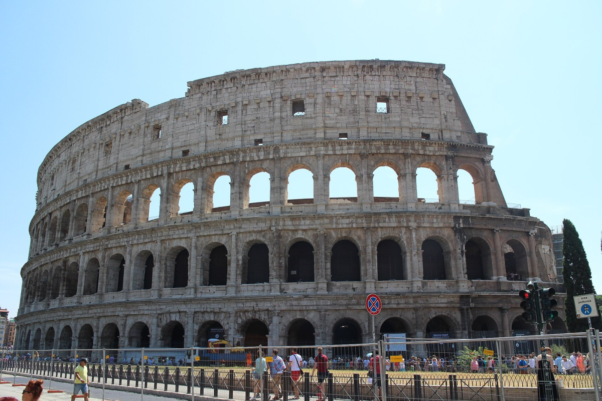 Colosseum exterior with its successive tiers of arches