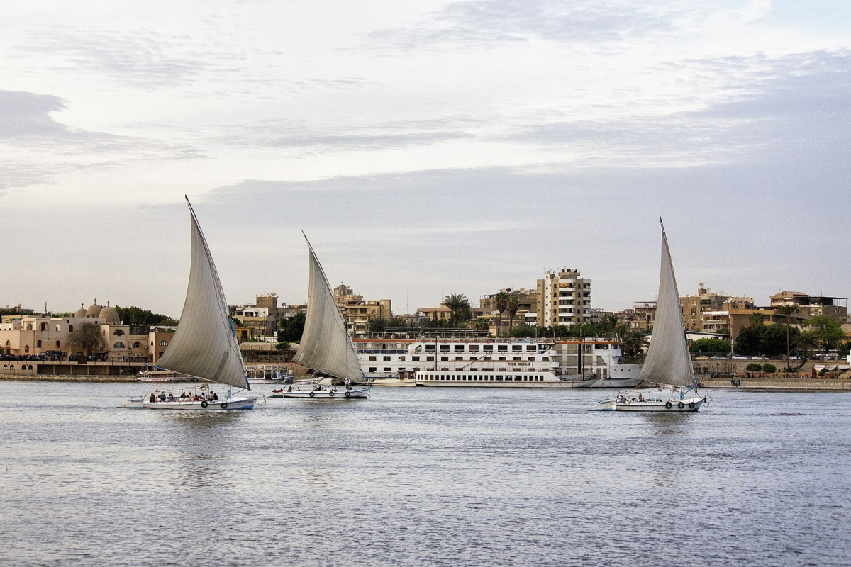 Felucca sailboats on the Nile in Cairo Felucca sailboats on the Nile in Cairo