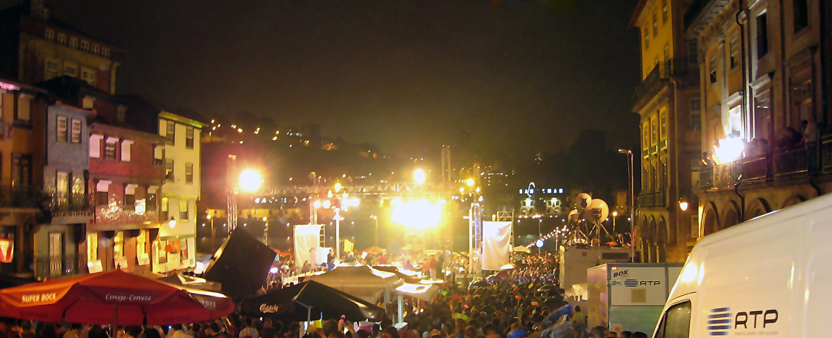Crowded São João festival street in Porto Crowded São João festival street in Porto