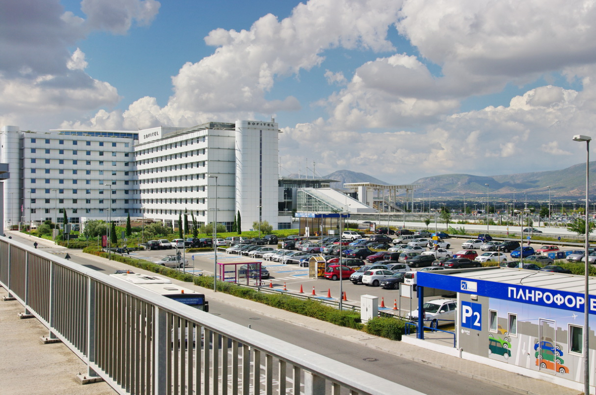 Sofitel Athens Airport beside the airport parking area.