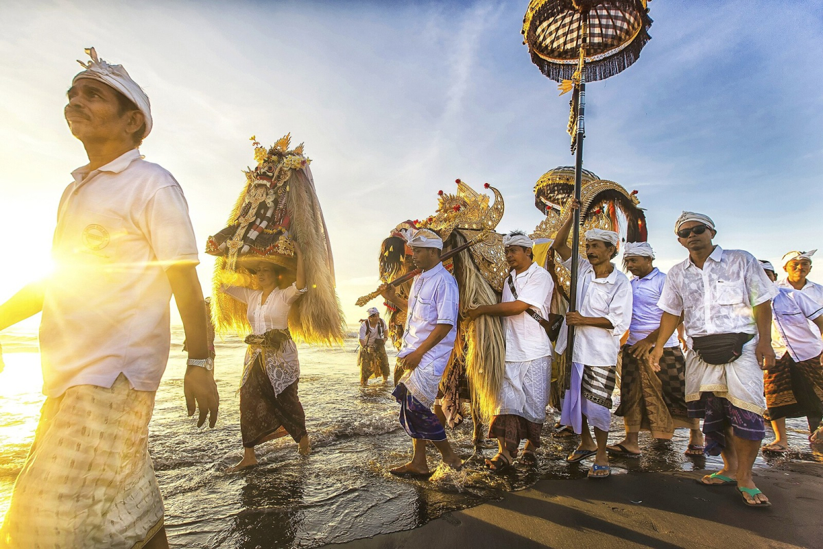 A Melasti ceremony in Gianyar, Bali