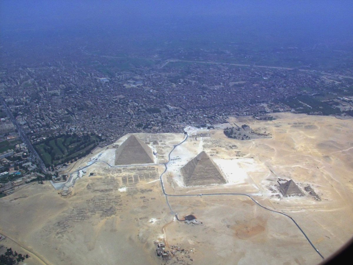 Aerial view of the Giza pyramid complex Aerial view of the Giza pyramid complex