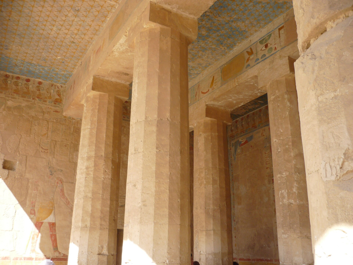Painted decoration and columns at Hatshepsut’s temple
