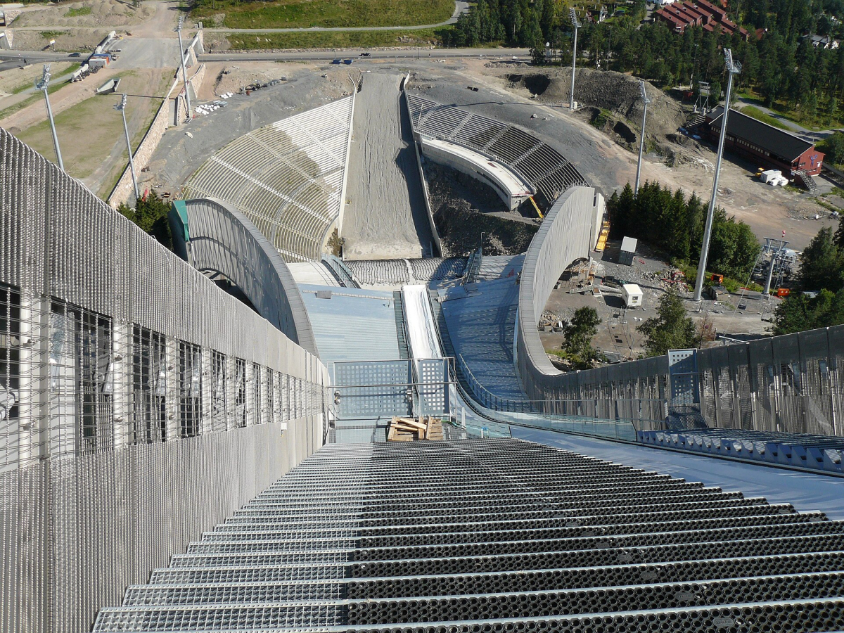 The Holmenkollen ski-jump structure, photographed in 2010.