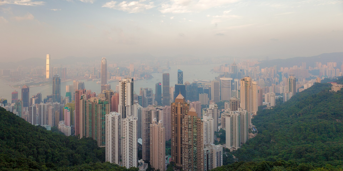 An elevated Hong Kong panorama; visibility changes with the weather. An elevated Hong Kong panorama; visibility changes with the weather.
