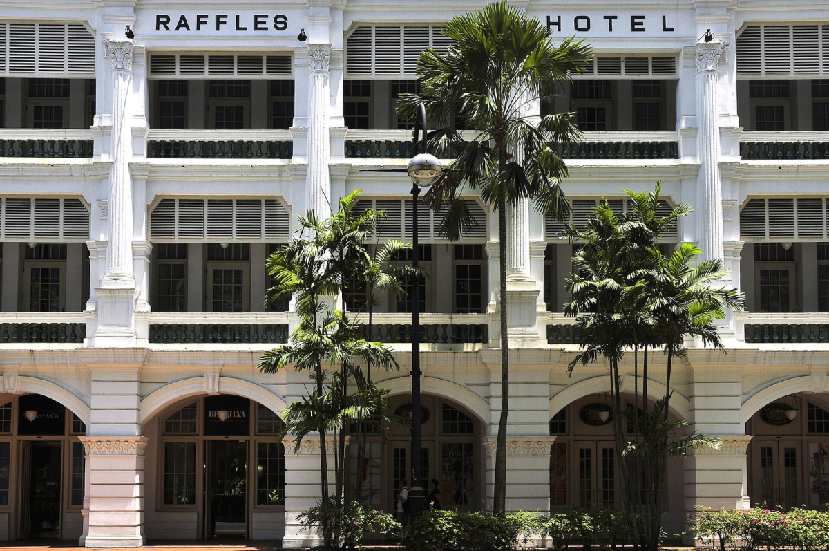 Exterior of Raffles Hotel Singapore.