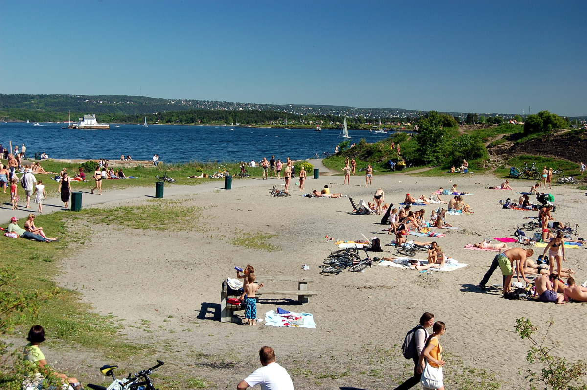 Huk beach on Bygdøy. Huk beach on Bygdøy.