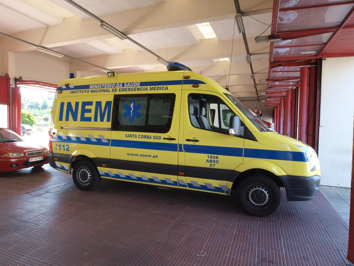Portuguese INEM emergency ambulance displaying the 112 emergency number