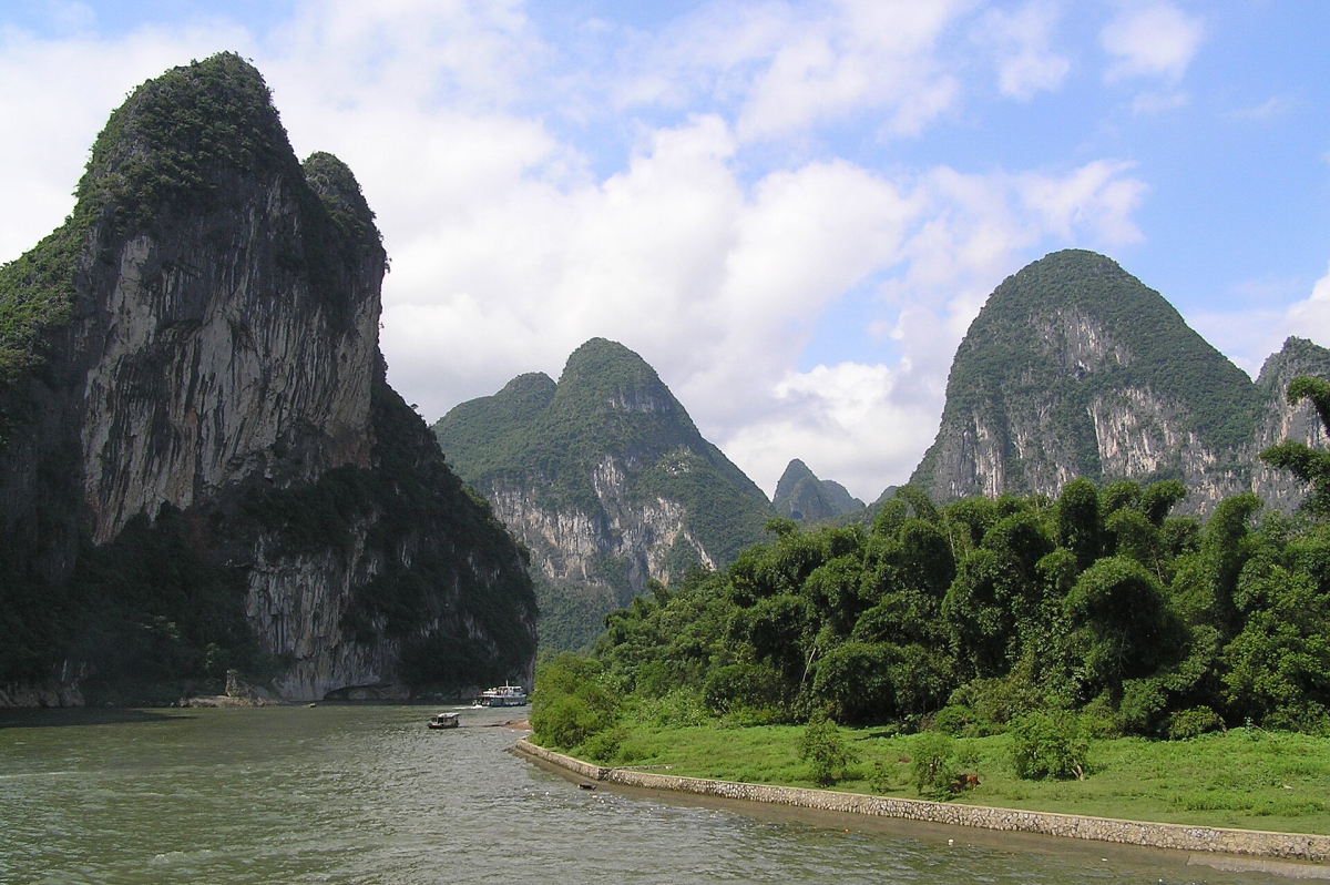 Limestone hills beside the Li River in Guangxi Limestone hills beside the Li River in Guangxi