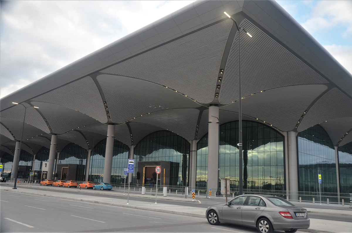 The exterior of Istanbul Airport’s passenger terminal The exterior of Istanbul Airport’s passenger terminal