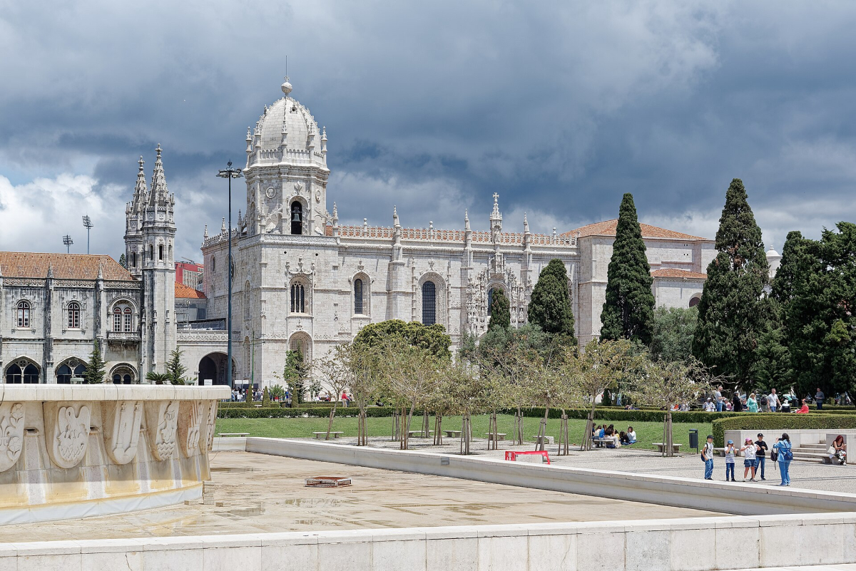Jerónimos Monastery façade and the square in Belém Jerónimos Monastery façade and the square in Belém