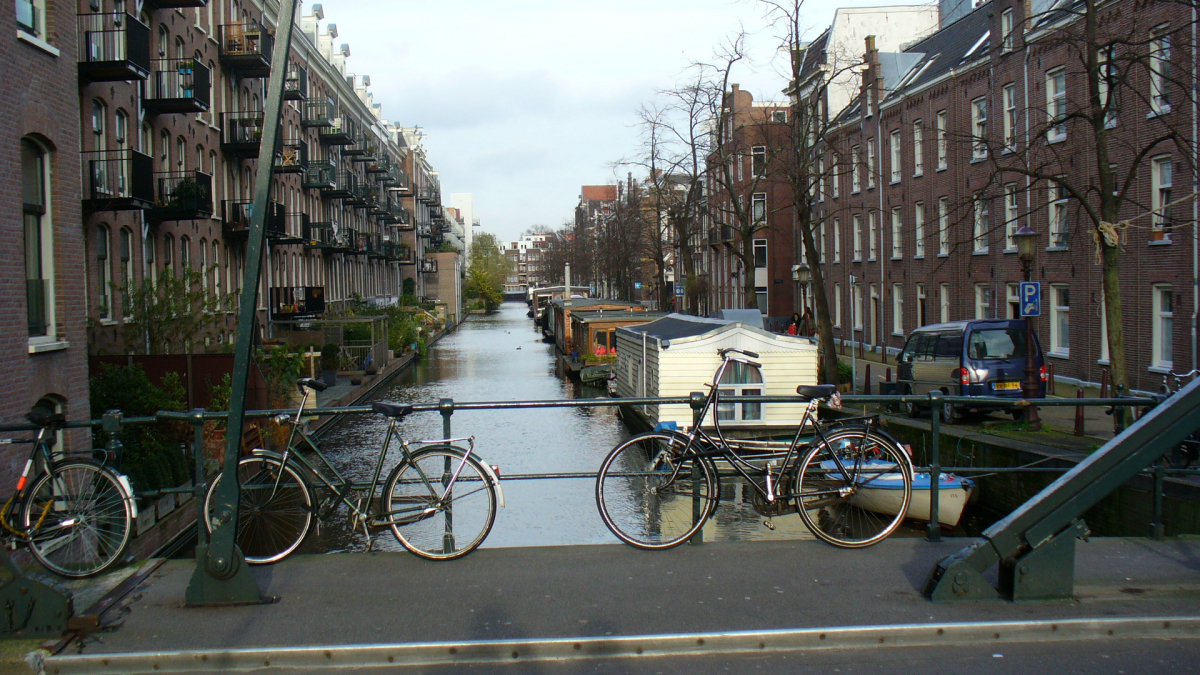 A canal-side view in Jordaan. A canal-side view in Jordaan.
