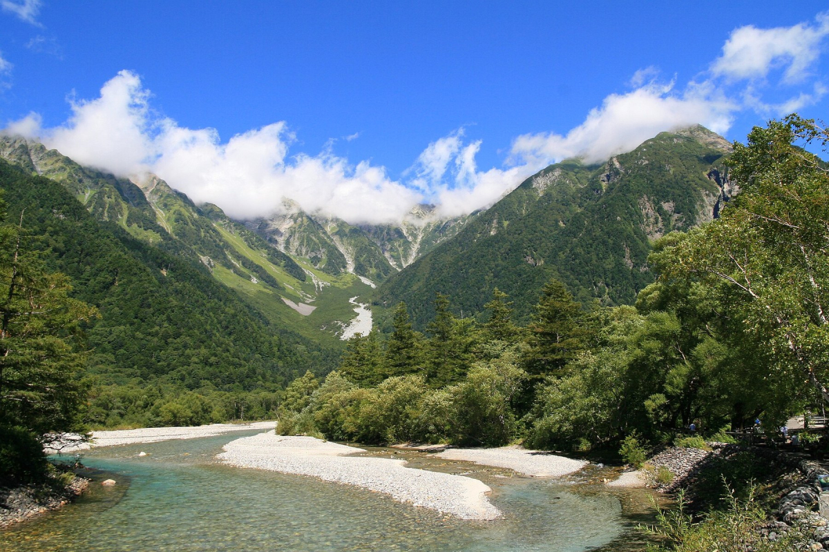 Mountain landscape and walking area in Kamikochi
