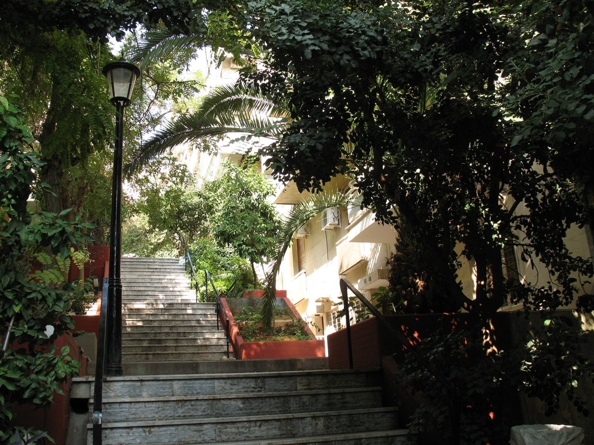 A shaded stairway in Kolonaki. A shaded stairway in Kolonaki.