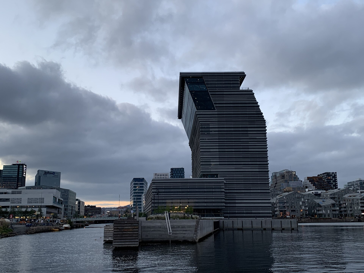 MUNCH and the Bjørvika waterfront, photographed in 2021. MUNCH and the Bjørvika waterfront, photographed in 2021.