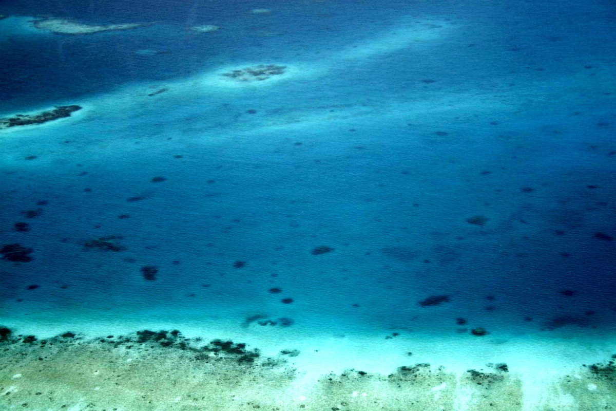 A lagoon and reef in the Maldives from the air A lagoon and reef in the Maldives from the air