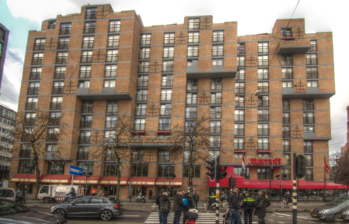 The exterior of Amsterdam Marriott Hotel; check current rooms and facilities separately. The exterior of Amsterdam Marriott Hotel; check current rooms and facilities separately.