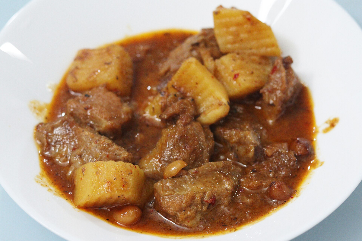 Massaman curry photographed in Bangkok. Illustrative dish photograph. Massaman curry photographed in Bangkok