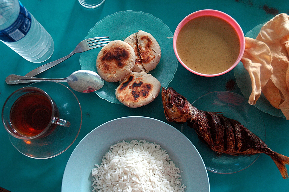 A meal photographed in the Maldives