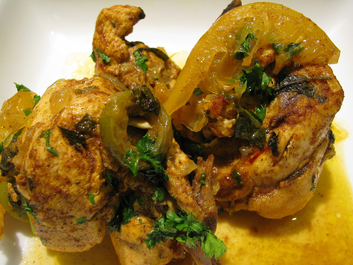 Chicken tagine with preserved lemon and olives