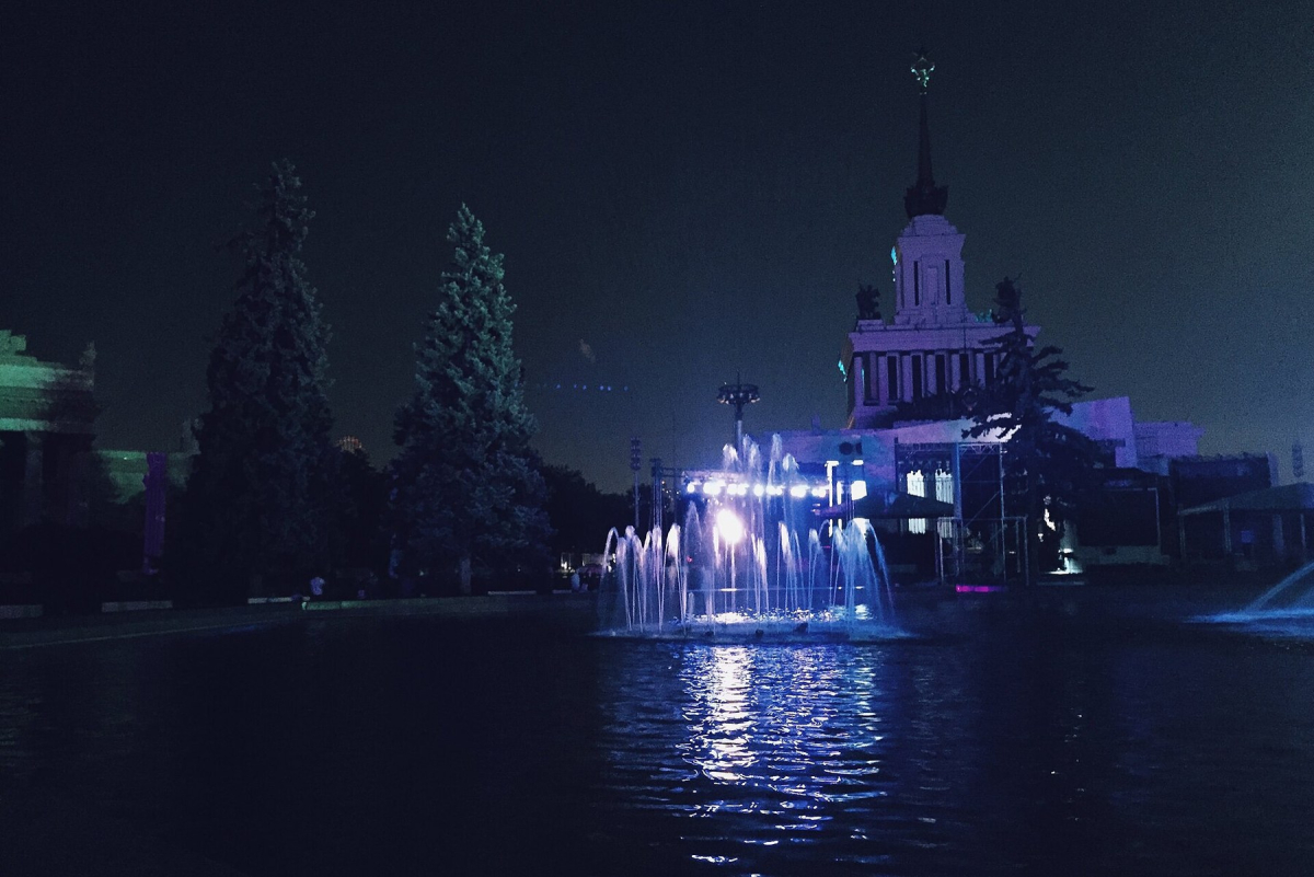 VDNKh architecture in an evening or event setting VDNKh architecture in an evening or event setting