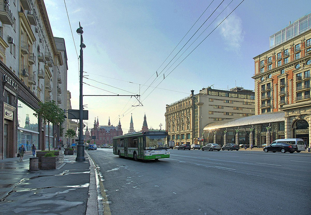 Moscow city bus on Tverskaya Street