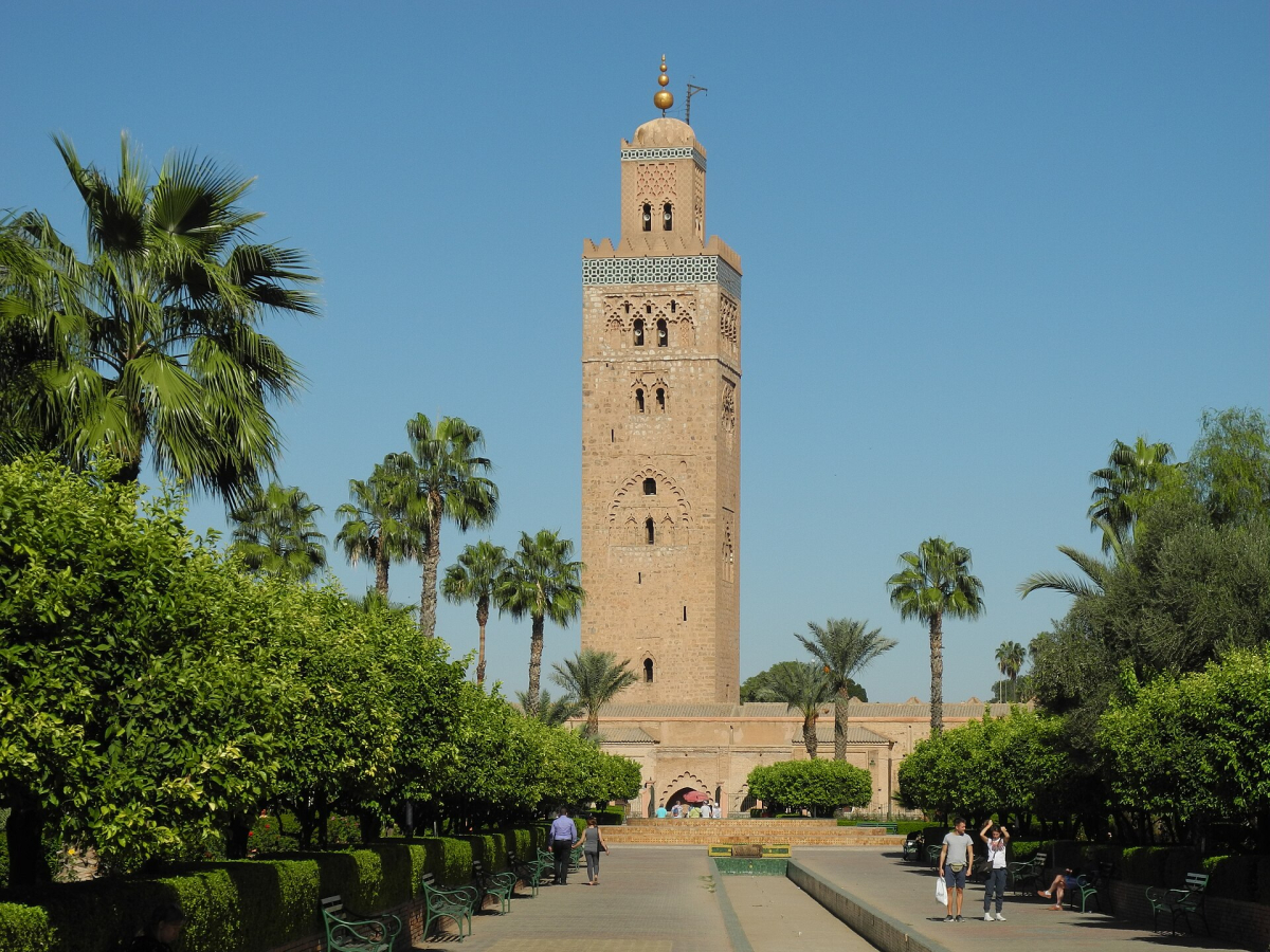 Koutoubia Mosque and surrounding greenery in Marrakech, photographed in October 2015 Koutoubia Mosque and surrounding greenery in Marrakech, photographed in October 2015