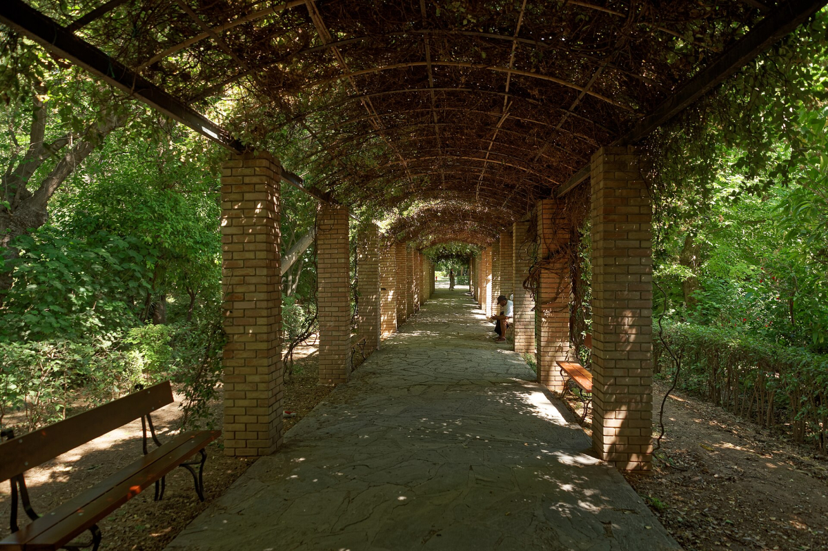 A shaded pergola in the National Garden. A shaded pergola in the National Garden.