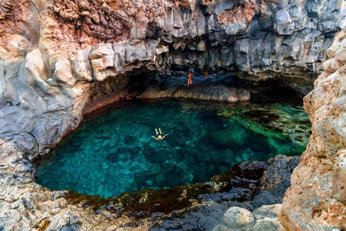 Natural lava pool Charco Azul on the coast of El Hierro