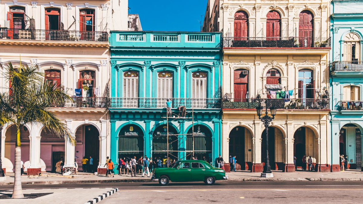 Old Havana with colorful colonial buildings and classic cars