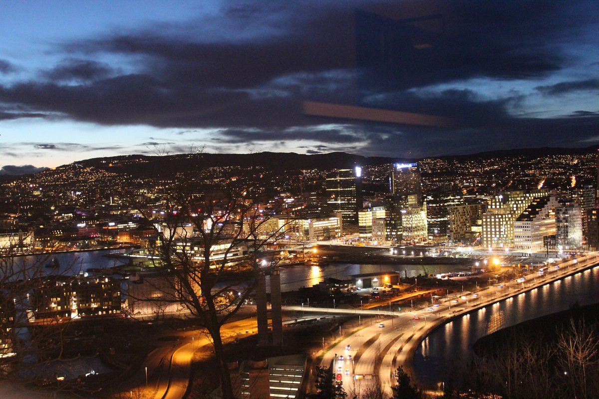 Oslo from Ekeberg in April 2016. This historical view predates parts of today’s waterfront skyline; the source does not identify one exact shooting position.
