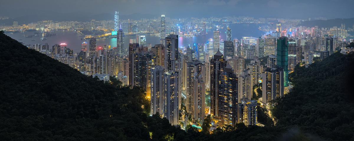 The Hong Kong harbour panorama photographed from the Peak in 2024. The Hong Kong harbour panorama photographed from the Peak in 2024.