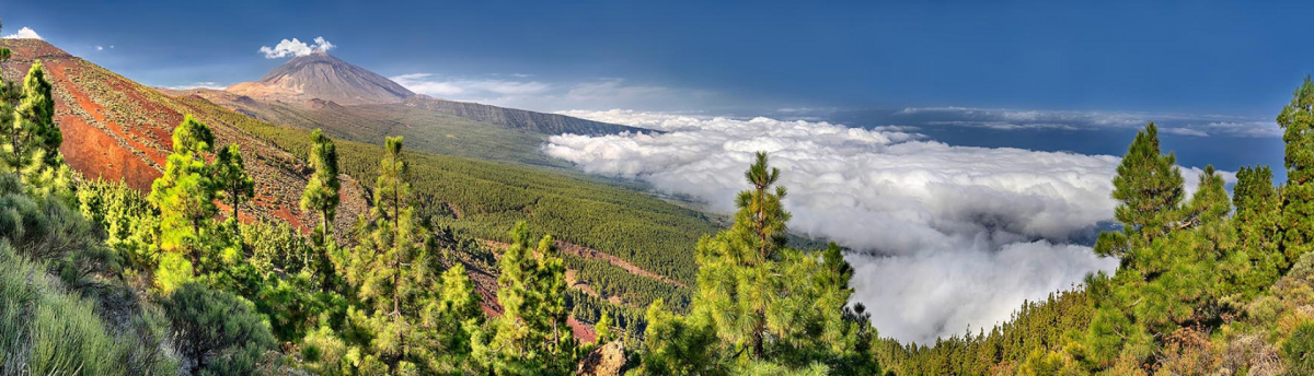 Panoramic view of Mount Teide and clouds over Tenerife