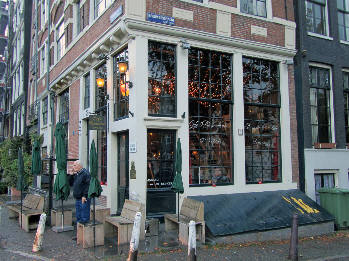 The exterior of Café Papeneiland in Amsterdam. The exterior of Café Papeneiland in Amsterdam.