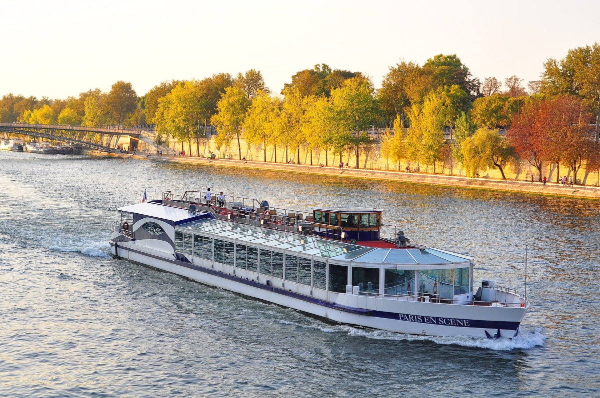A sightseeing boat on the Seine.