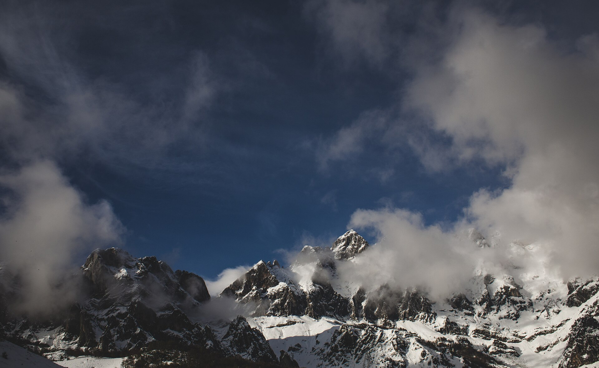 Clouds around the mountains of the Picos de Europa