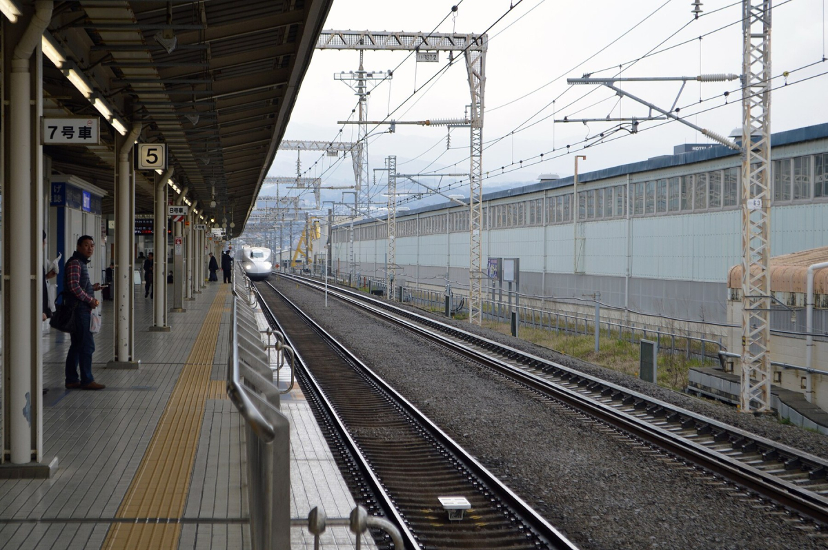 A Shinkansen at a Japanese station A Shinkansen at a Japanese station