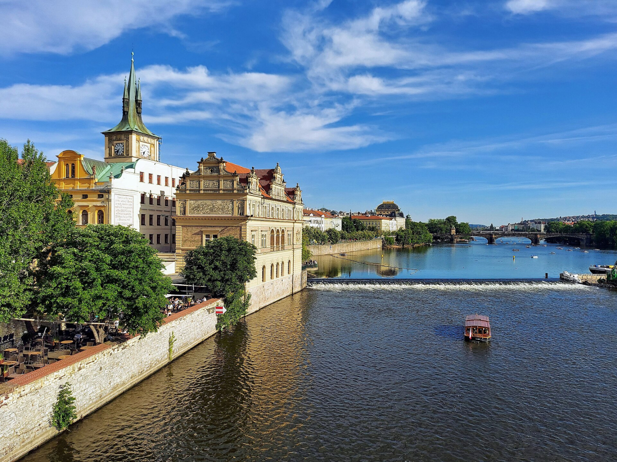 Prague riverside and bridges