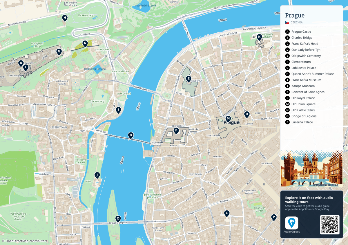Tripomatic geographic map of central Prague and its main tourist sights Tripomatic geographic map of central Prague and its main tourist sights