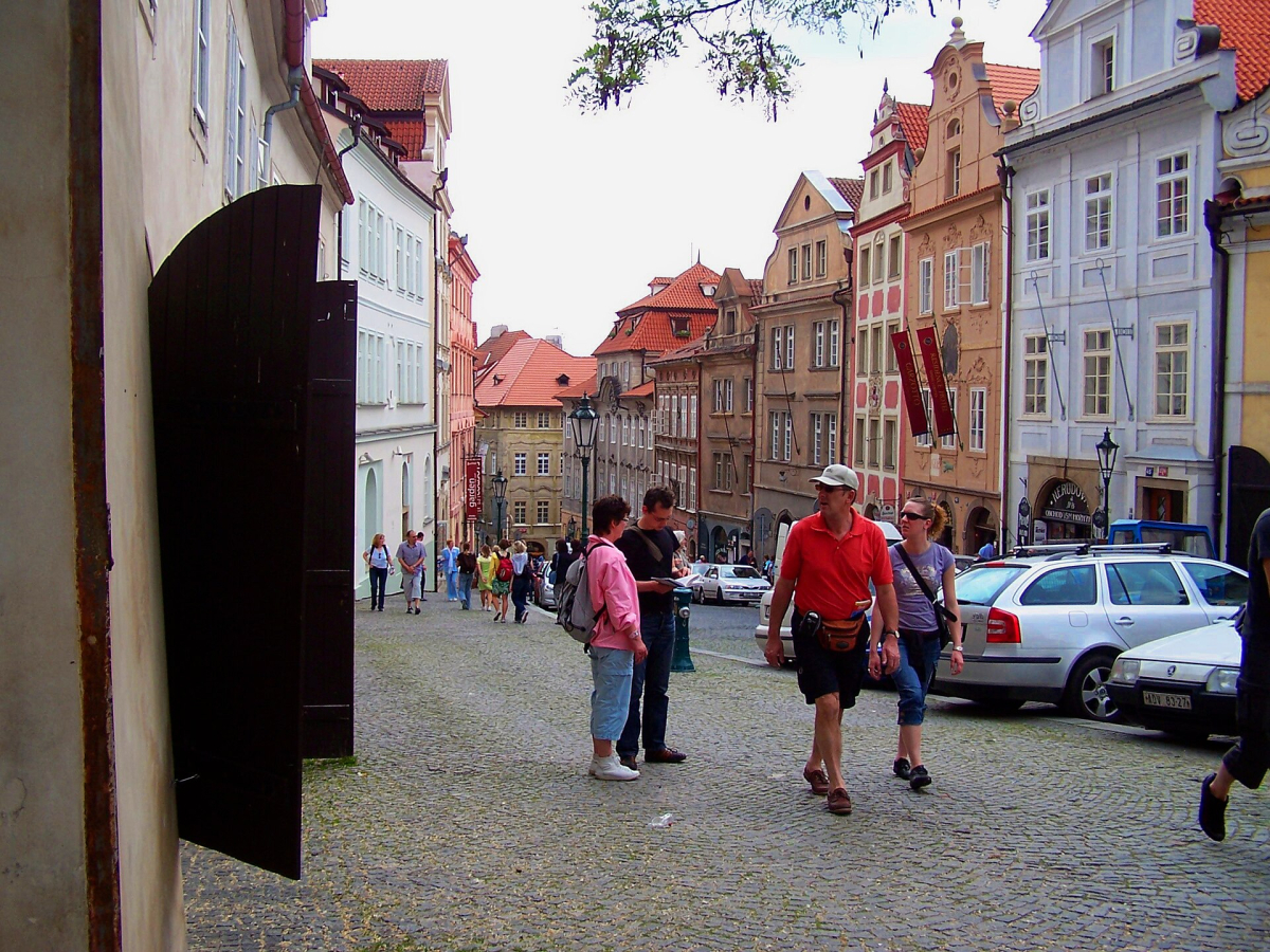Nerudova Street and its historic Prague façades Nerudova Street and its historic Prague façades