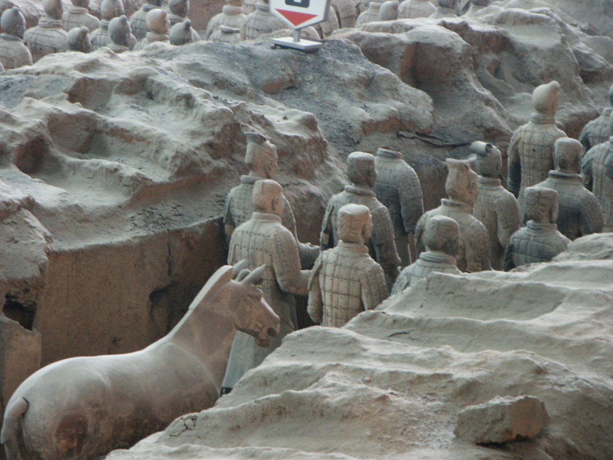 Excavated Terracotta Army figures at the museum near Xi’an Excavated Terracotta Army figures at the museum near Xi’an