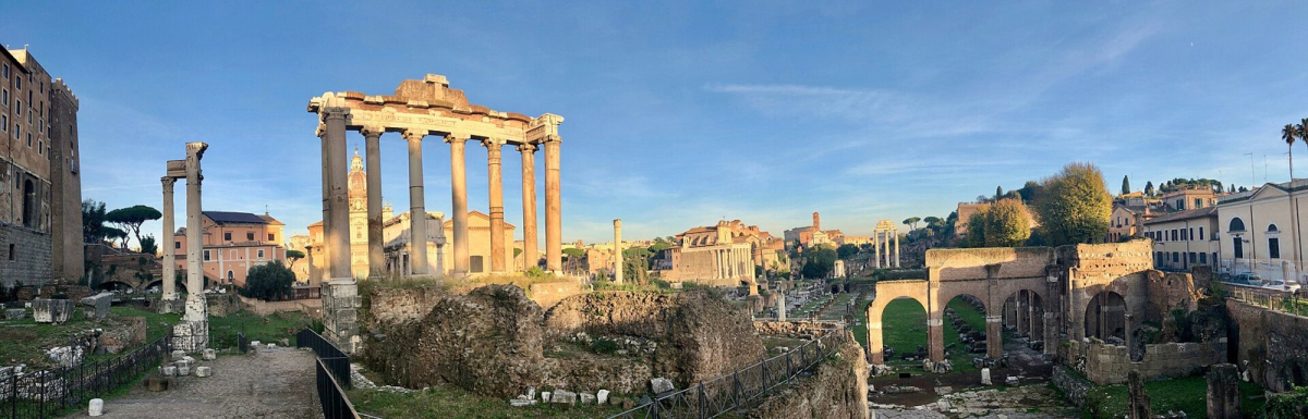 Panorama of the Roman Forum archaeological landscape