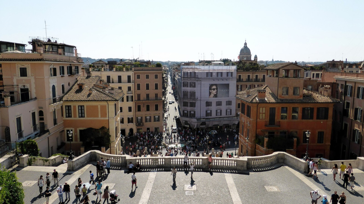 Spanish Steps and the approach from Piazza di Spagna