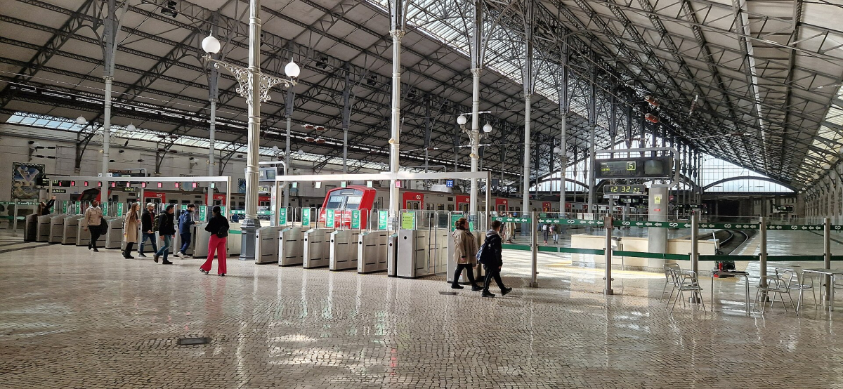 The platforms and train shed at Rossio railway station in Lisbon The platforms and train shed at Rossio railway station in Lisbon